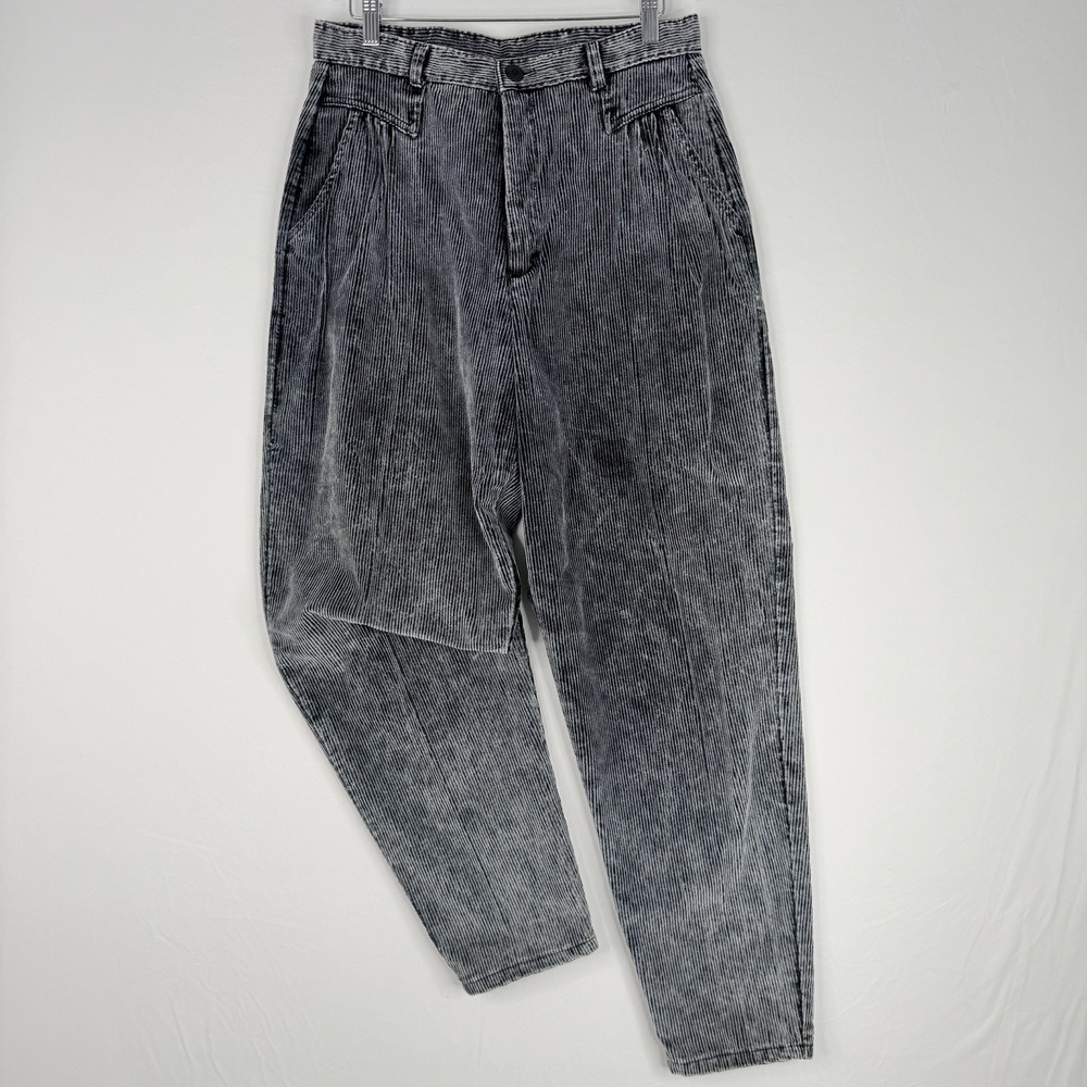 VTG Cherokee Corduroy Pants SZ-16 Black Wash Faded Tapered Leg (U.S.A 80s) 30x30